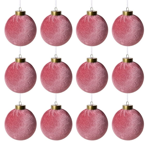 Velvet Ornaments for Christmas Tree Decorations - Carmine Xmas Ball Ornament for Indoor Holiday Decor - Shatterproof Christmas Bulbs Ornaments 80mm 3.15inch - Pack of 12