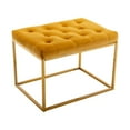 thumbnail image 1 of Accent Upholstered Velvet Ottoman Bench Button Tufted Seat Footstool Coffee Table Foot Stool Vanity Stool with Metal Golden Leg for Living Room Bedroom Makeup Room, Musterd Yellow, 1 of 7