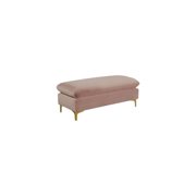 Velvet Ottoman Bench with Metal Legs - Pink Upholstered Footrest Stool