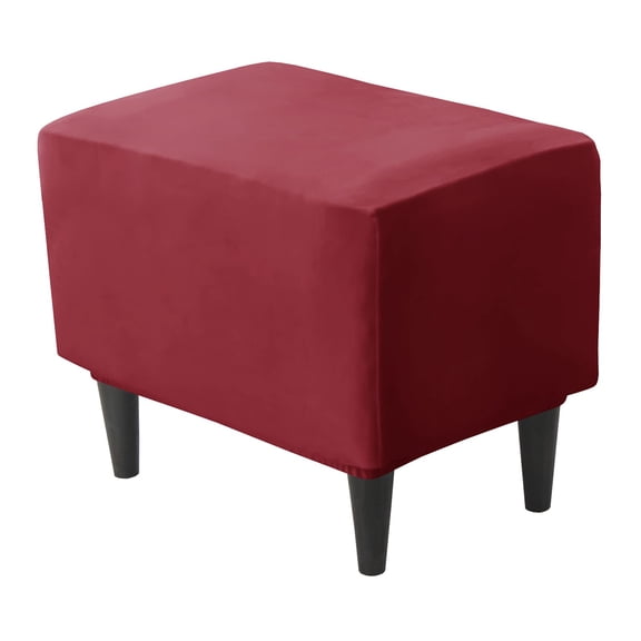 Velvet Ottoman Cover Rectangle, Ottoman Slipcovers Square Footstool Protector Covers Stretch Storage Ottoman Slipcover Removable Washable for Living Room -Pink-1 Piece