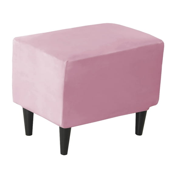 Rectangle Ottoman Cover, Velvet Ottoman Slipcovers Stretch Footstool Protector Covers Square Storage Ottoman Slipcover for Living Room -Dark Green-Small