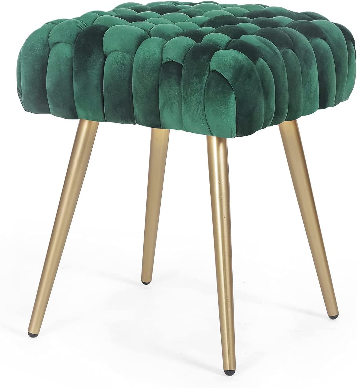 Velvet Ottoman Footrest Stool,Tufted Fabric Upholstery Side Table Seat