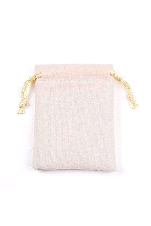 Velvet Packing Pouches Drawstring Bags Beige 9.2~9.5x7~7.2cm