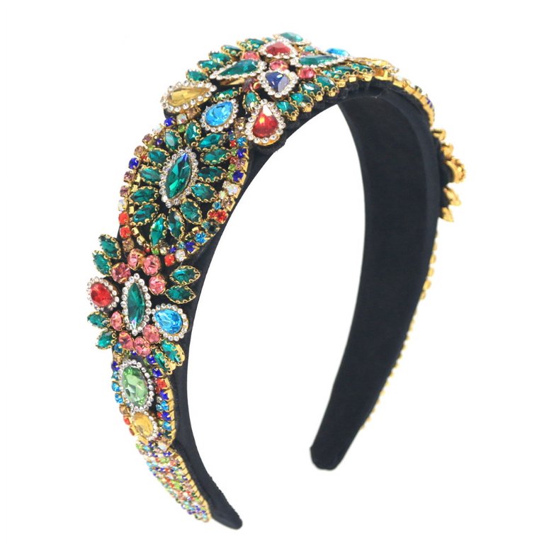Velvet Padded Rhinestone Baroque crystal headband Handmade  display picture 1