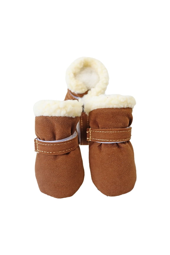 Velvet Padded Winter Footwear for Dogs and Cats by Pet Clothing—Warm Soft Sole Boots with Windproof Comfort and Traction