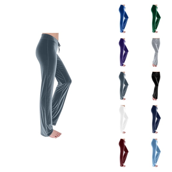 Velvet Pants Women 2026 Elastic Waist Straight Leg Flared Dressy Casual Bodycon Pants Trousers