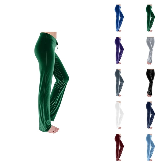 Velvet Pants Women 2026 Elastic Waist Straight Leg Flared Dressy Casual Bodycon Pants Trousers