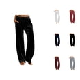 thumbnail image 1 of Velvet Pants Women 2026 Fall Winter Elastic Waist Drawstring Wide Straight Leg Casual Loose Dressy Pants with Pockets, 1 of 6