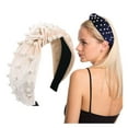 thumbnail image 1 of Velvet Pearl Headband Gold Velvet Pearl Knotted Headband Hair Accessories Hair Care creamy white, 1 of 2
