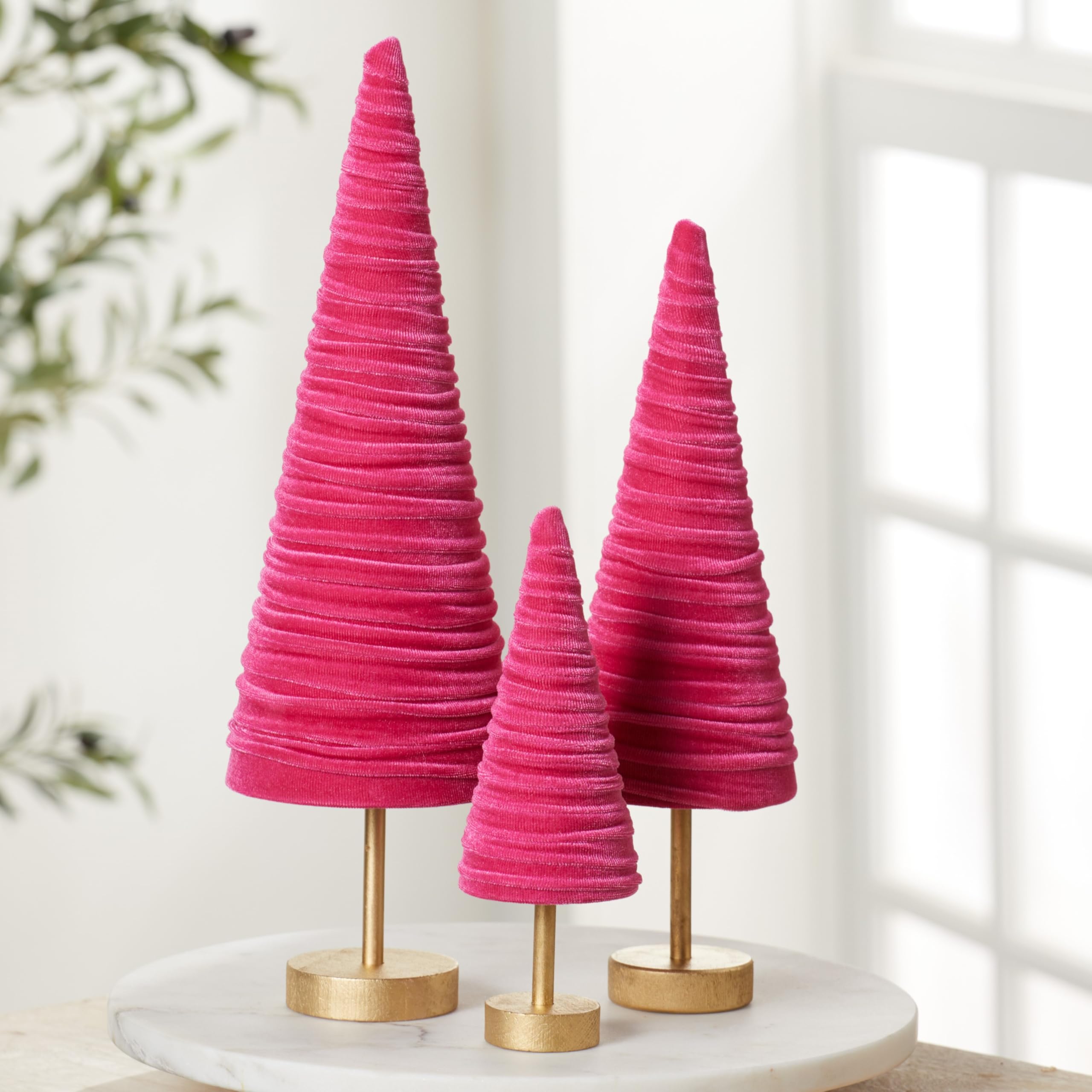 Velvet Pedestal Trees Set of 3 Handmade Home Decor, Elegant Bookcase ...
