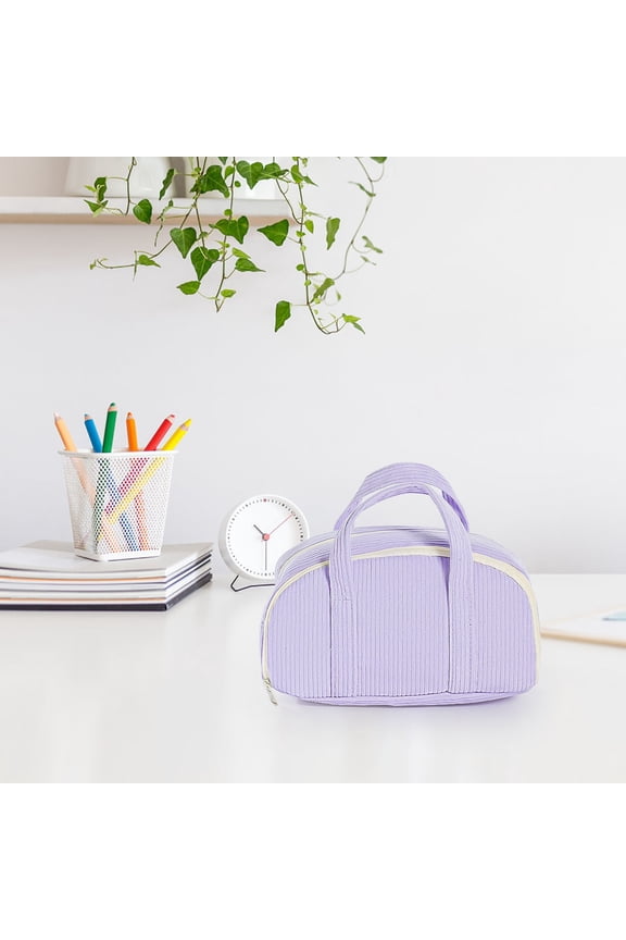 Velvet Pencil Case Large Capacity, 22cm Multi Functional Tote Bag for Stationery, Soft Fleece Stain Resistant with Handle, Portable Handbag Design and Student Teen Gift
