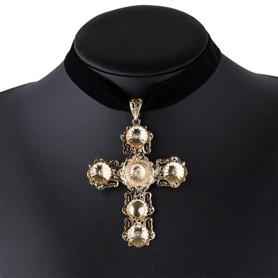Velvet Pendant Necklace Choker Collar Gothic Style Black Elegant Decor