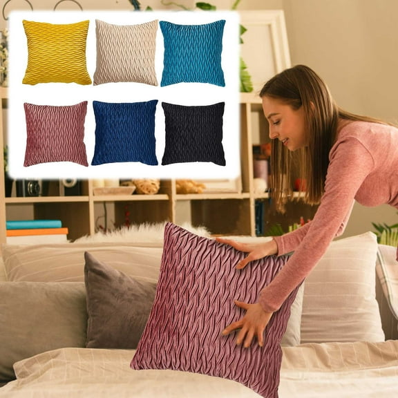 Velvet Pillowcase, Cushion Velvet Pleated Pillowcase for Sofa Headboard, Office Lumbar Support, Waist Protection Gifts