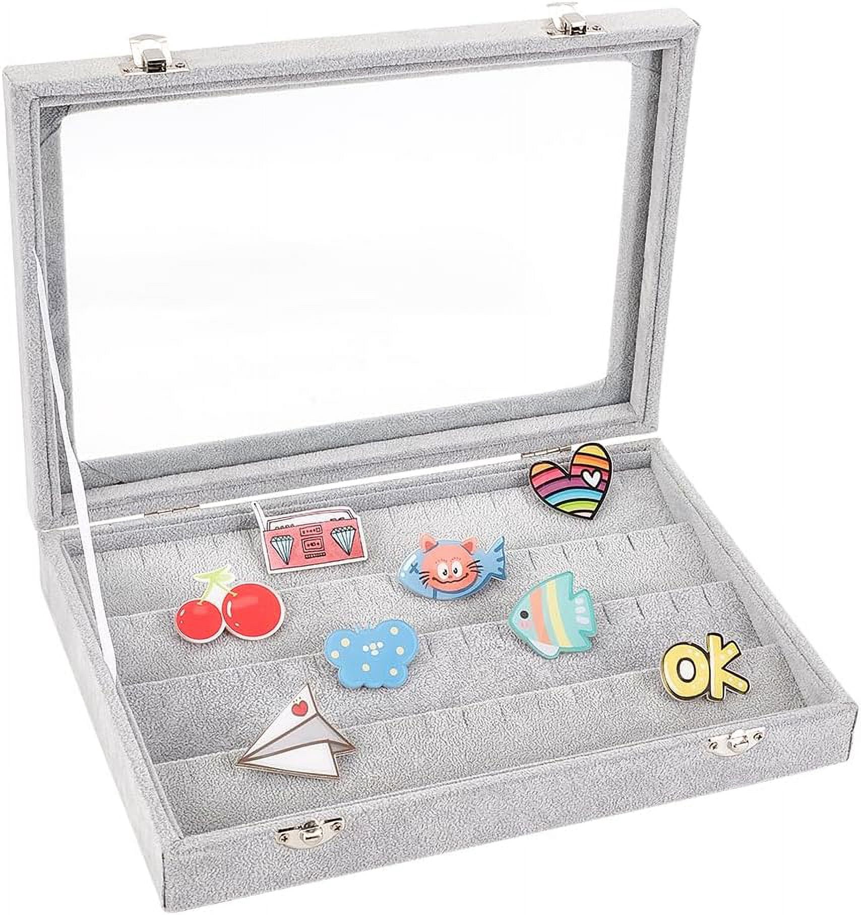 Velvet Pin Display Case 8x11.2x2 Inch - Light Grey Brooch Collection ...