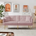 thumbnail image 1 of Modern Velvet Futon Sofa Bed 220cm with Gold Metal Legs, 1 of 6