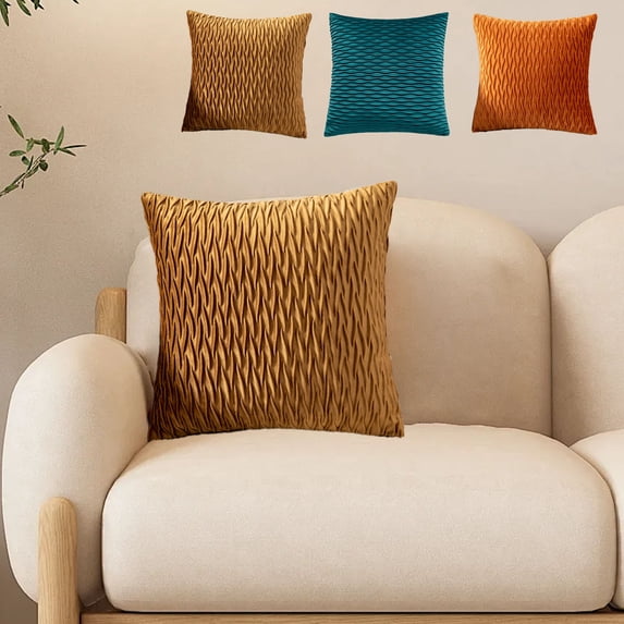 Velvet Pleated Pillow Set for Sofa and Bed with Lumbar Support Cushion Comfortable and Durable Decorative Accent for Living Room Office and Home Decor Topliu
