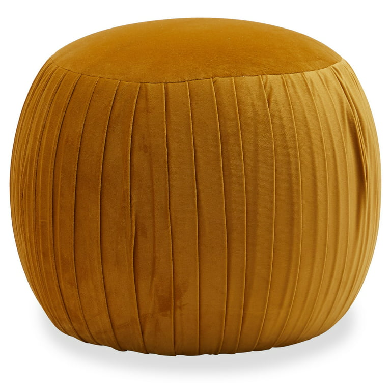 Velvet Pleated Round Pouf Ottoman, Multiple Colors by Drew Barrymore Flower  Home 