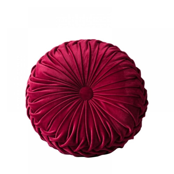 Velvet Pleated Round Pumpkin Throw Pillow Couch Cushion Floor Pillow for Sofa Chair Bed Car Home Decorative