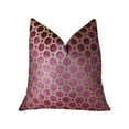 thumbnail image 1 of Plutus Velvet Plum Magenta and Taupe Handmade Luxury Pillow - Double sided 16" x 16", 1 of 3