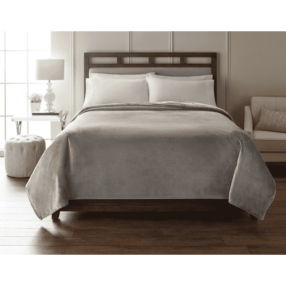 Velvet Plush Blanket 96" x 108", King, Gray, Soft Cozy