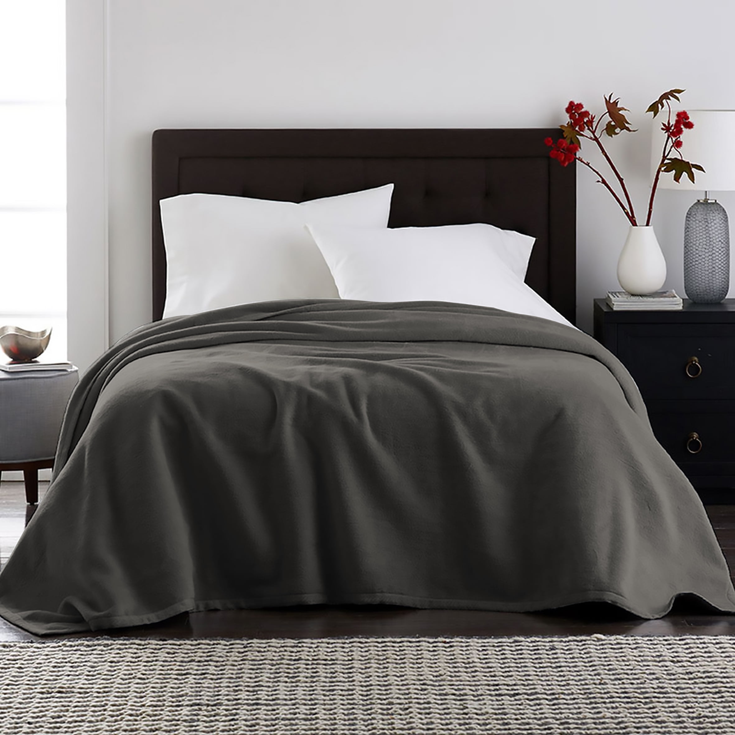 Velvet Plush Blanket Charcoal King