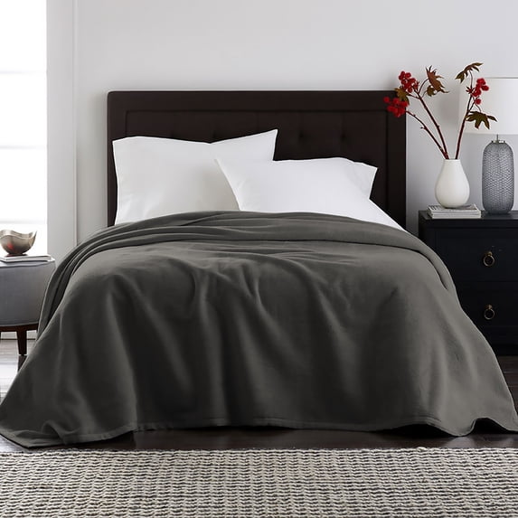 Velvet Plush Blanket Charcoal King