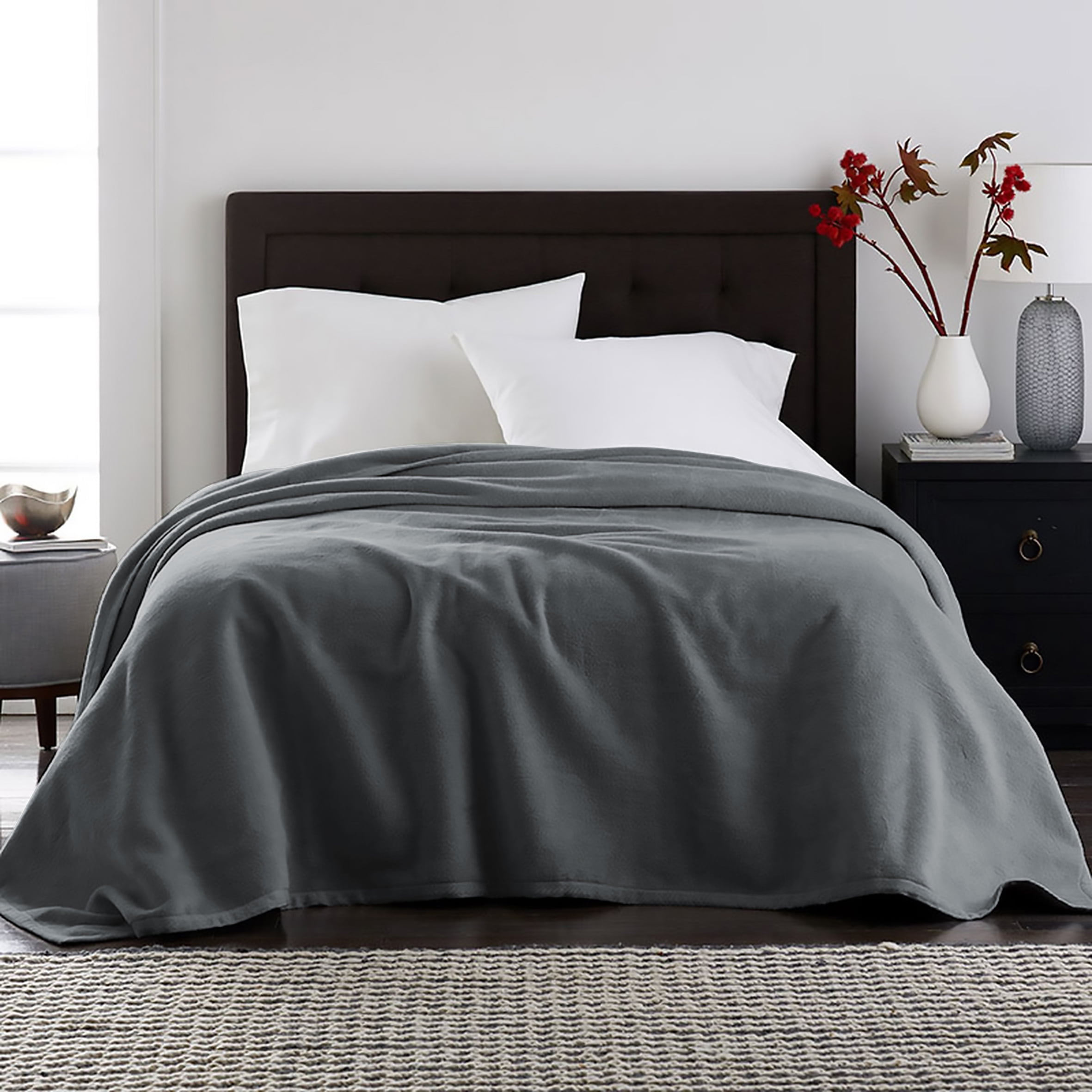 Velvet Plush Blanket Grey Full/Queen 86x86