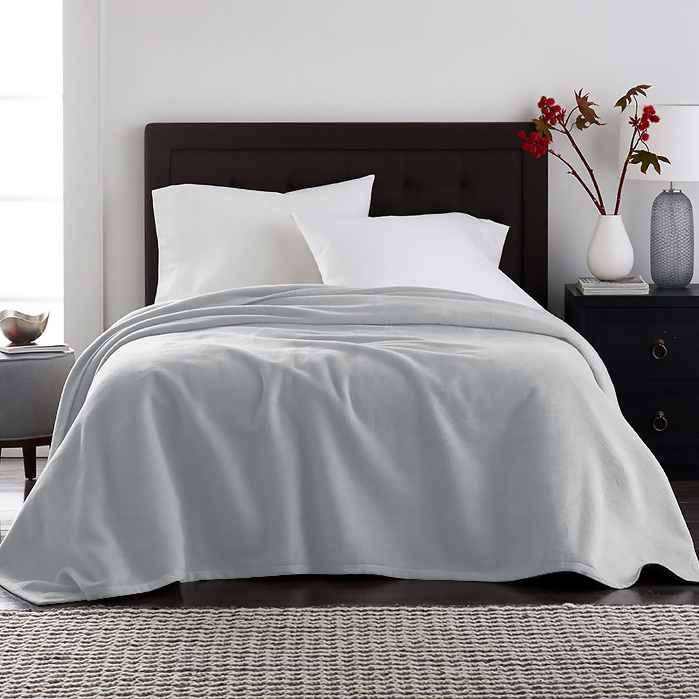 Velvet Plush Blanket Light Grey Twin