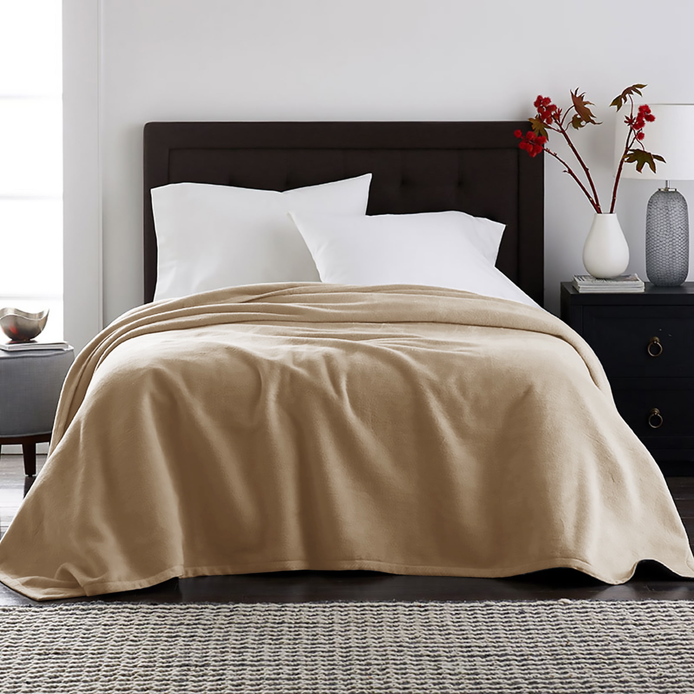 Velvet Plush Blanket Taupe Full/Queen 86x86