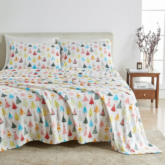 Velvet Plush Fleece Printed 3-Piece Twin Sheet Set, Happy Hillside