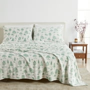 Velvet Plush Fleece Printed 3-Piece Twin Sheet Set, Wild Acres - Sage