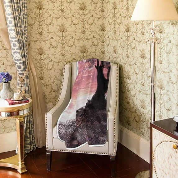 Velvet Plush Throw Thermal Blanket - 4x5FT - Floral Meadow Stairs Printed for Couch Bed Sofa Car