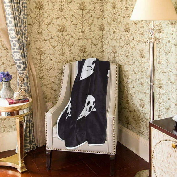 Velvet Plush Throw Thermal Blanket - 4x5FT - Ghost Halloween Wallpaper Printed for Couch Bed Sofa Car