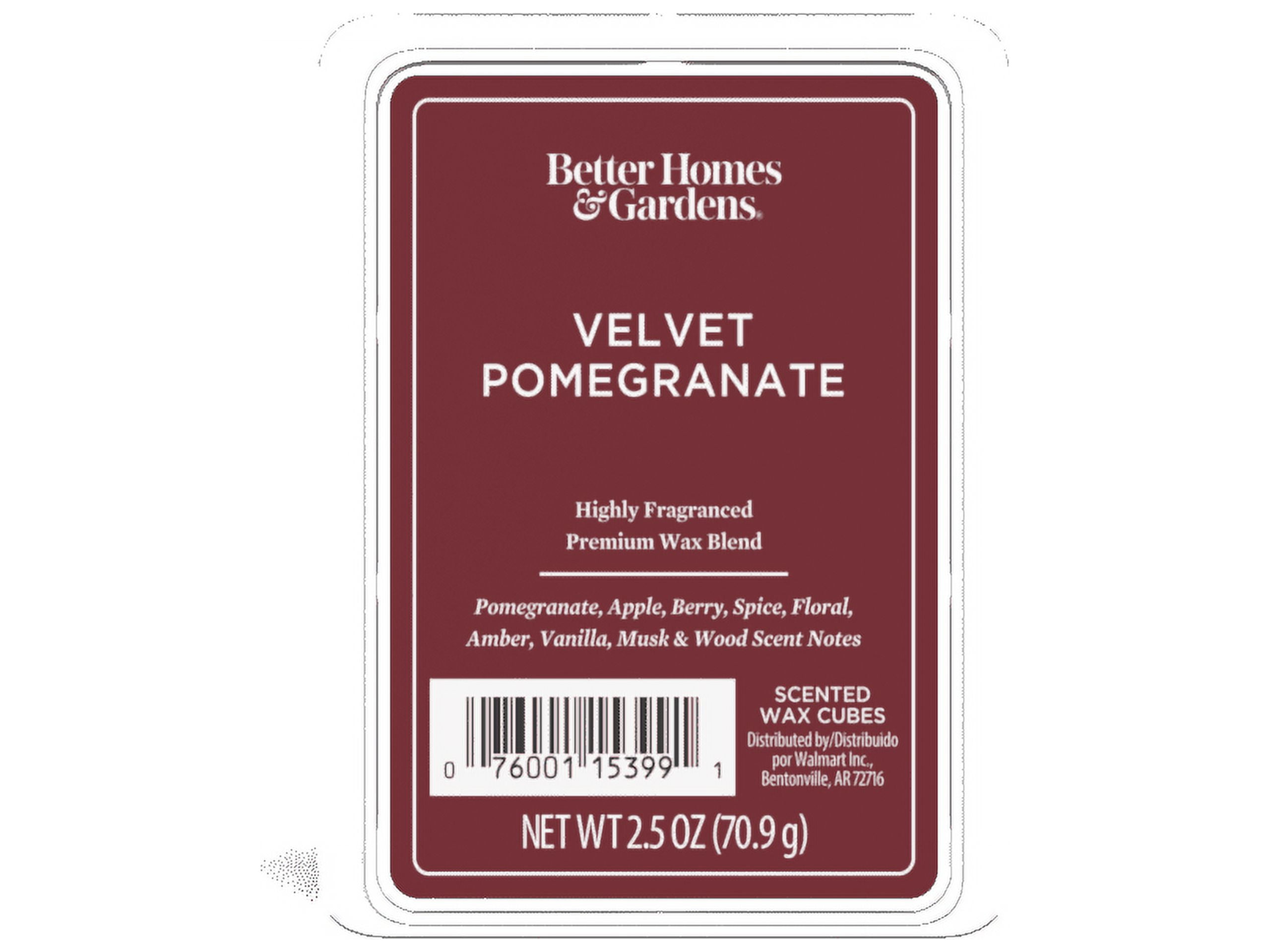 Velvet Pomegranate Scented Wax Melts, Better Homes & Gardens, 2.5 oz (1-Pack)