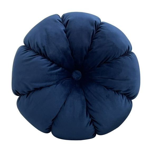 Velvet Pumpkin Cushion - 18in Round Pleated Floor Pillow with Button Detail, Soft Polyester Filling for Sofa, Chair, or Decor - Available in Multiple Colors