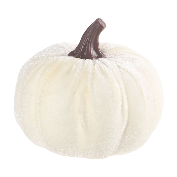 Velvet Pumpkin Decor for Fall , Thanksgiving Table Centerpiece, Rustic Halloween Decorations, Soft Flocked Fabric Pumpkins for Autumn Home Seasonal Display, 1Pack White