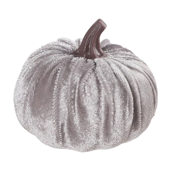 Velvet Pumpkin Mini Decor, Artificial Small Foam Pumpkins Fall Thanksgiving Home Table Indoor Decorations, Velvet Simulation Pumpkin Prop, Gray