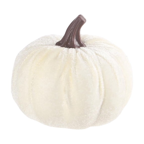 Velvet Pumpkin Mini Decor, Artificial Small Foam Pumpkins Fall Thanksgiving Home Table Indoor Decorations, Velvet Simulation Pumpkin Prop, White