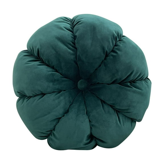Velvet Pumpkin Round Floor Cushion with Pleated Button Design, Soft Polyester Fill and Non-Slip Base, Decorative Seat Pillow for Living Room Sofa Couch Chair Floor Decor
