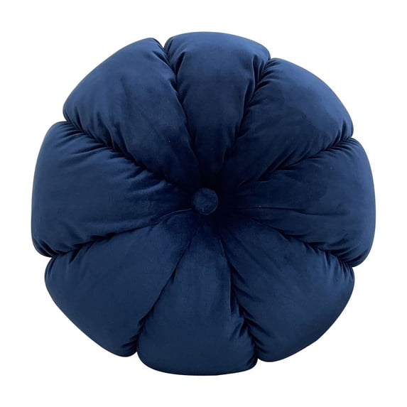 Velvet Pumpkin Round Floor Cushion with Pleated Button Design, Soft Polyester Fill and Non-Slip Base, Decorative Seat Pillow for Living Room Sofa Couch Chair Floor Decor