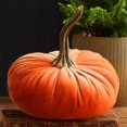 thumbnail image 1 of Velvet Pumpkins, Fall Decorations, Set Of 1 Soft Stretch Velvet Pumpkins For Halloween And Thanksgiving Home Decor, Multi-Color Seasonal Holiday Accents, 1 of 6