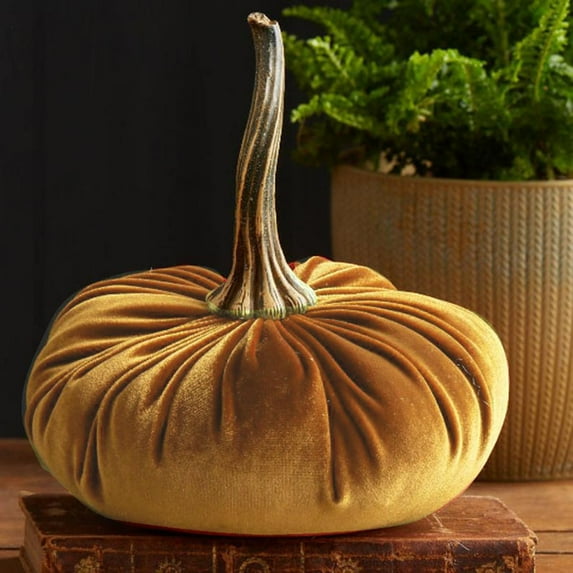Velvet Pumpkins, Fall Decorations, Set Of 1 Soft Stretch Velvet Pumpkins For Halloween And Thanksgiving Home Decor, Multi-Color Seasonal Holiday Accents