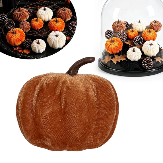 Velvet Pumpkins Halloween Decor,Fall Artificial Pumpkins for Decoration,Halloween Thanksgiving Autumn Harvest DIY Foam Pumpkin for Indoor Outdoor Home Table Centerpiece Halloween Decor