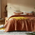 thumbnail image 1 of Velvet Quilt Full/Queen Size-90''x98'', Lightweight Burnt Orange Velvet Comforter Set with 2 Pillow Shams, Soft Bedspread Coverlet Quilted Bedding Set for All Season, 1 of 6