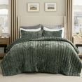 thumbnail image 1 of Velvet Quilt Queen Size Set - Lightweight Velvet Comforter Queen, Luxury Bedspread Coverlet, Ultra-Soft Winter Bedding Set with 2 Pillow Shams, 90"x96", Olive Green, 1 of 17