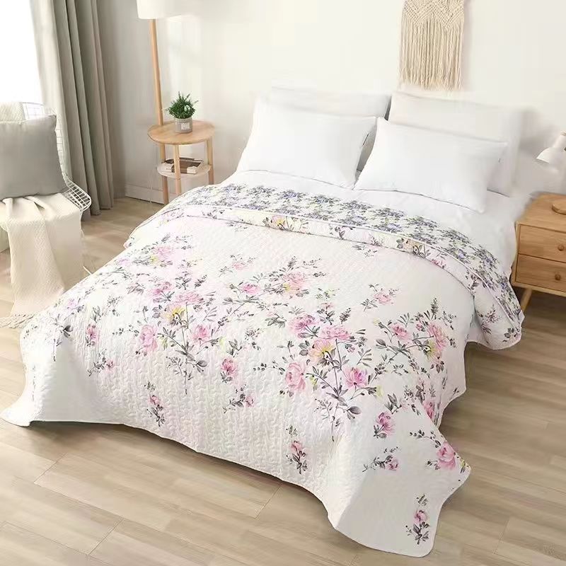 Bedspread Quilted Bed Cover Queen King Size Pastoral Style Coverlet Non