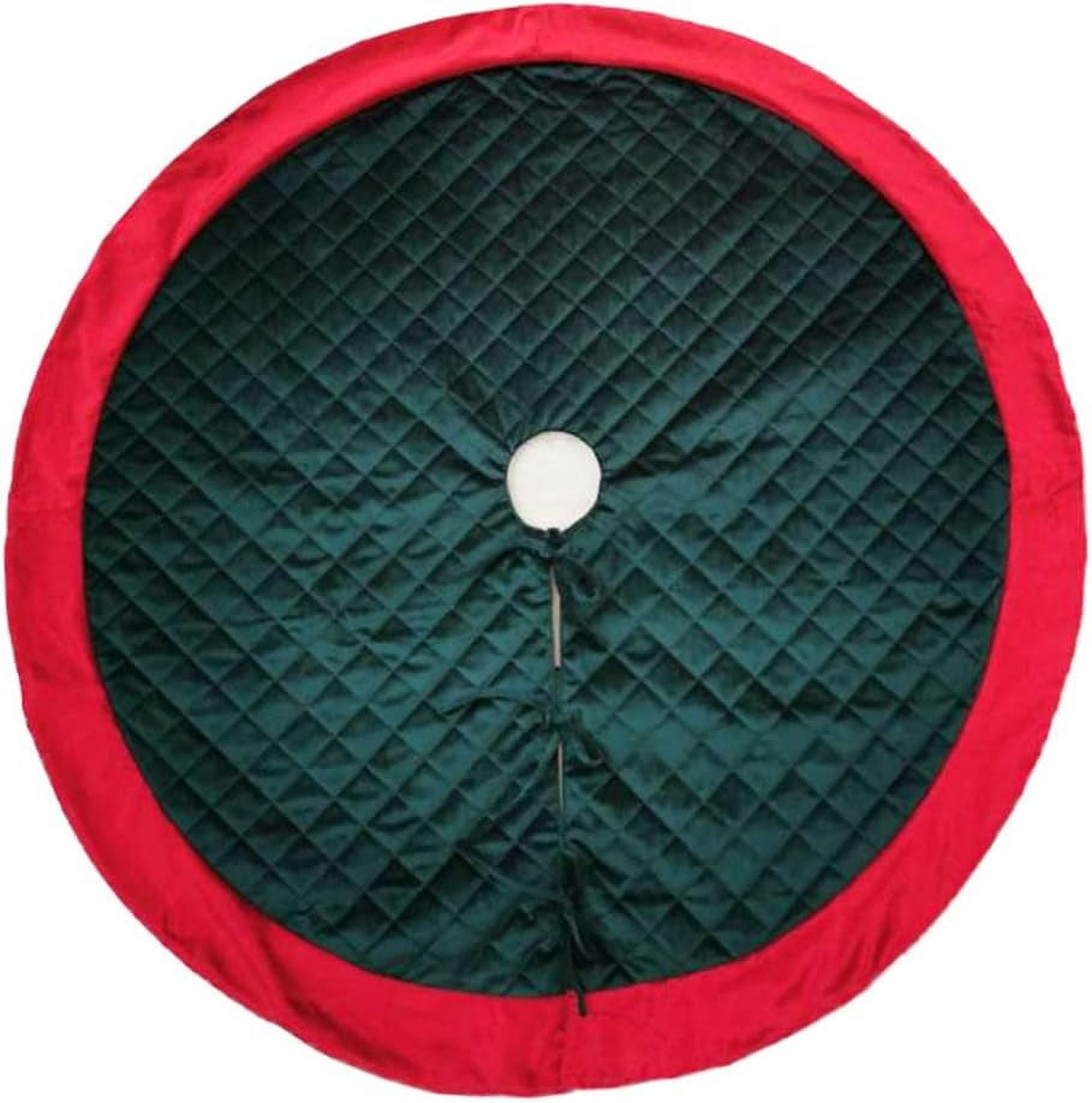 Velvet Quilted Pattern Tree Skirt 72 Inch Round Red & Green Christmas