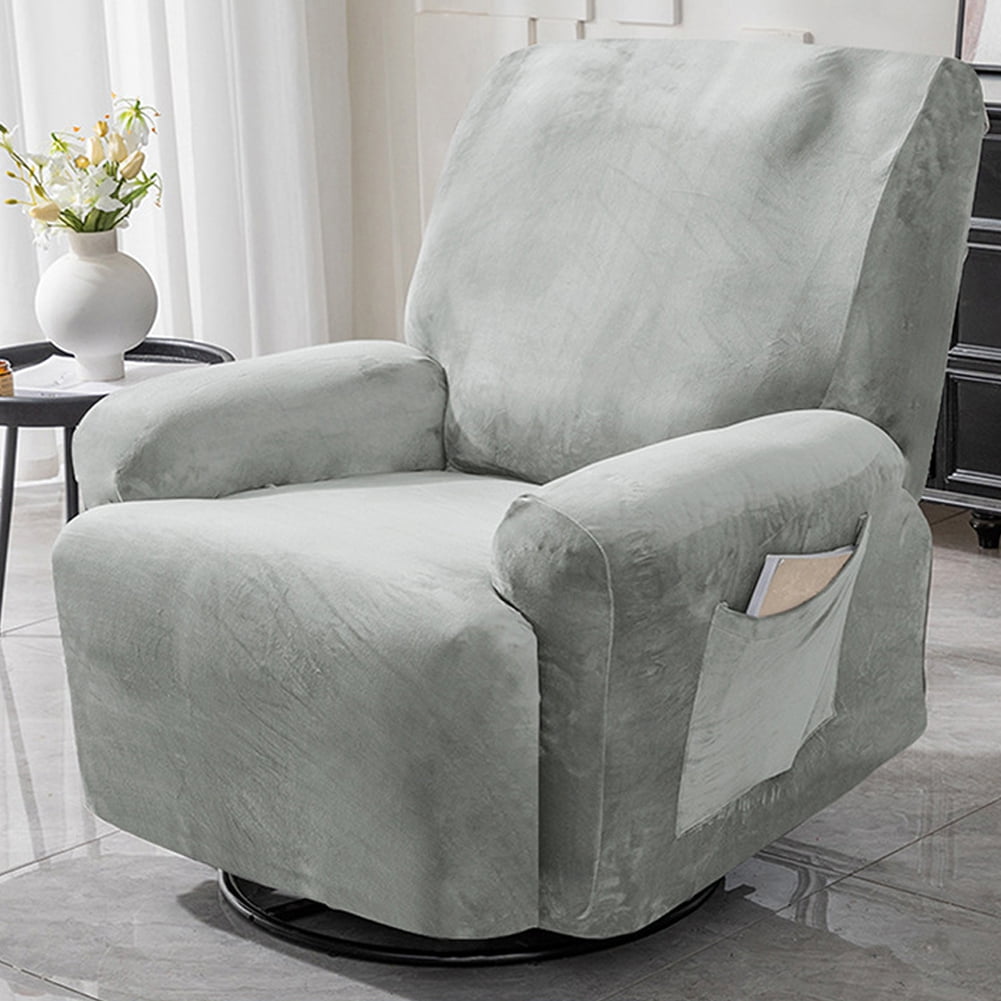 Velvet Recliner Chair Covers with Pockets Washable Chair Protectors for