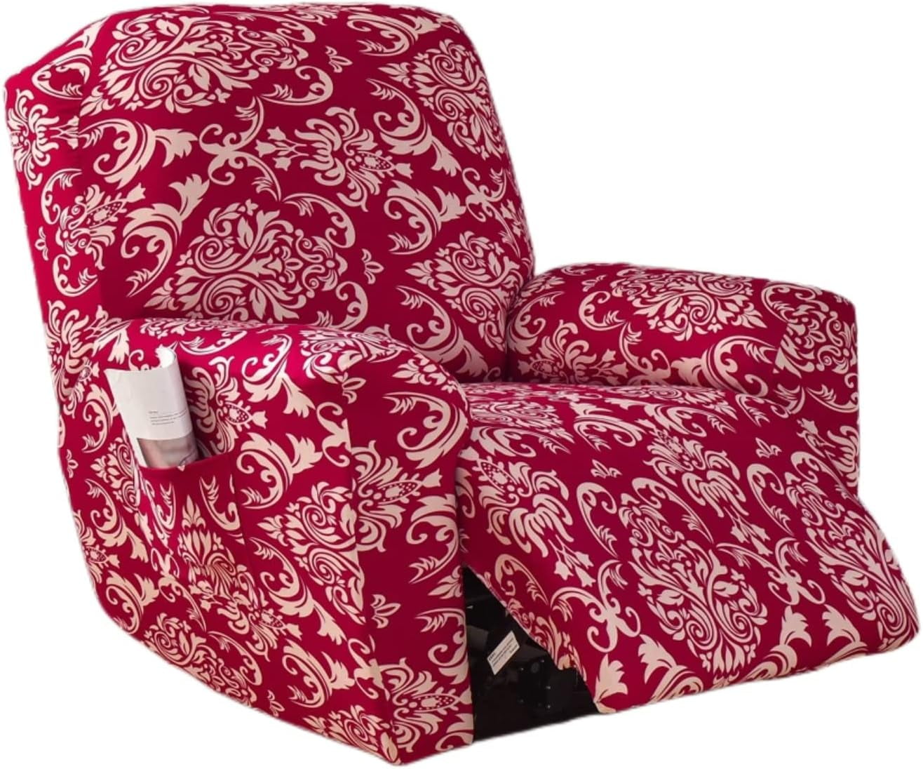Velvet Recliner Cover 4 Pieces Printed Lazy Boy Chair Covers Recliner