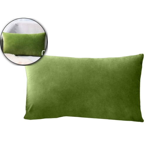 Velvet Rectangle Throw Pillow Cover – 12x20 Inch Soft Brushed Polyester Cushion Cover with Easy Closure – Washable Decor for Sofa, Bed & Home